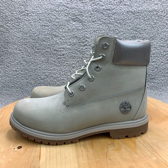 Timberland Premium Womens Size 8 Boots Waterpoof Light Grey Nubuck NEW - Picture 3 of 9